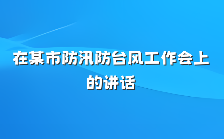 在某市防汛防台风工作会上的讲话