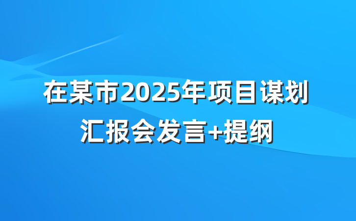 在某市2025年项目谋划汇报会发言 提纲