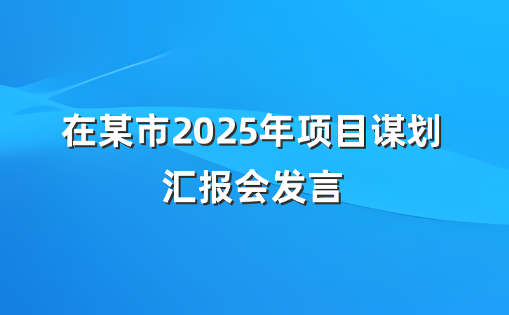 在某市2025年项目谋划汇报会发言