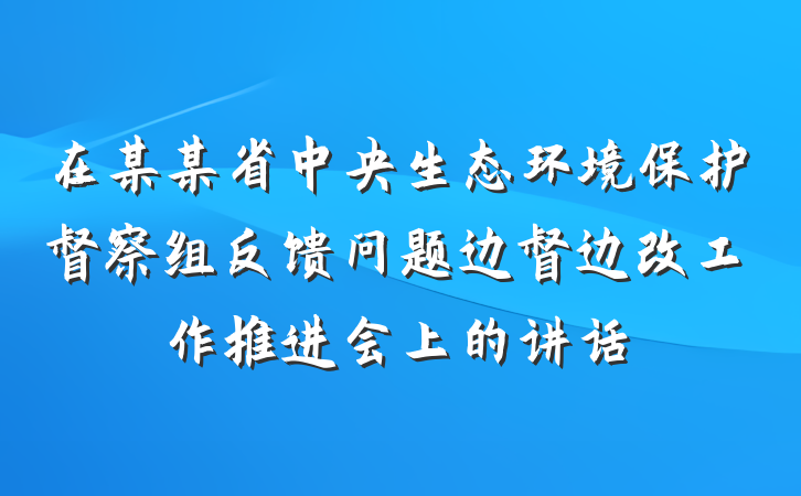 在某某省中央生态环境保护督察组反馈问题边督边改工作推进会上的讲话