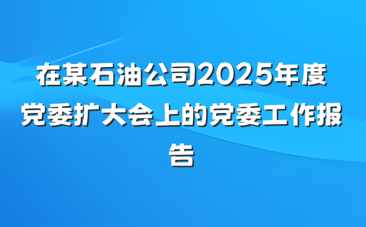 在某石油公司2025年度党委扩大会上的党委工作报告