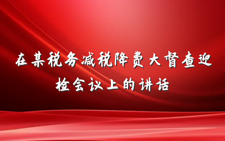 在某税务减税降费大督查迎检会议上的讲话