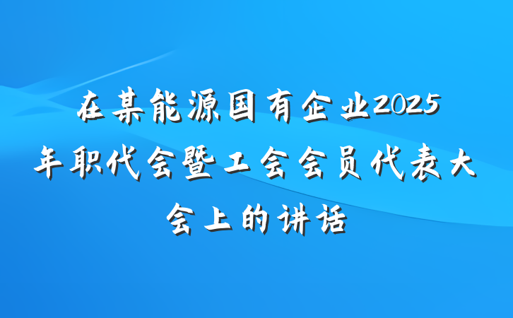 在某能源国有企业2025年职代会暨工会会员代表大会上的讲话