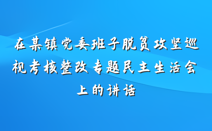 在某镇党委班子脱贫攻坚巡视考核整改专题民主生活会上的讲话