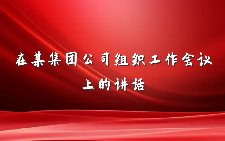 在某集团公司组织工作会议上的讲话