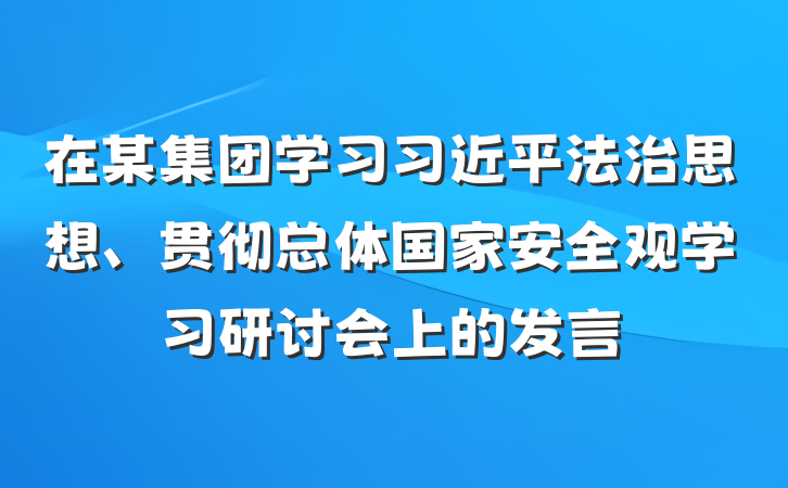 在某集团学习习近平法治思想、贯彻总体国家安全观学习研讨会上的发言
