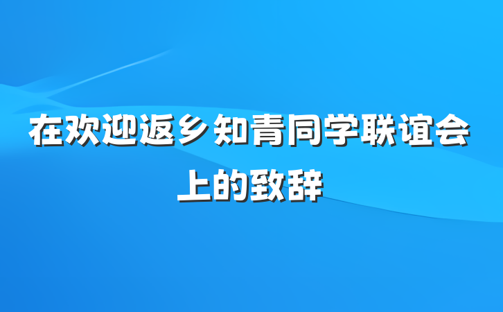 在欢迎返乡知青同学联谊会上的致辞