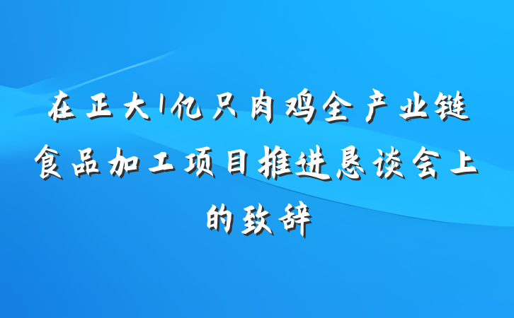 在正大1亿只肉鸡全产业链食品加工项目推进恳谈会上的致辞