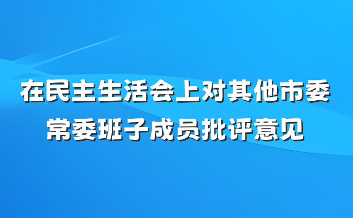 在民主生活会上对其他市委常委班子成员批评意见