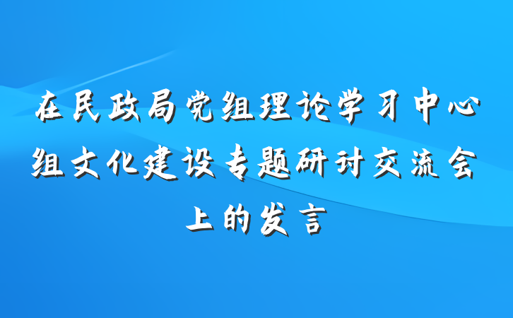 在民政局党组理论学习中心组文化建设专题研讨交流会上的发言