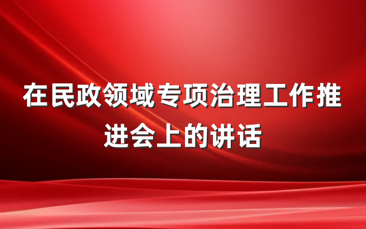 在民政领域专项治理工作推进会上的讲话