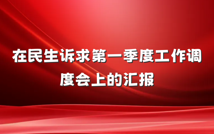 在民生诉求第一季度工作调度会上的汇报