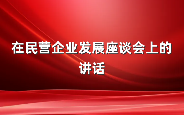 在民营企业发展座谈会上的讲话