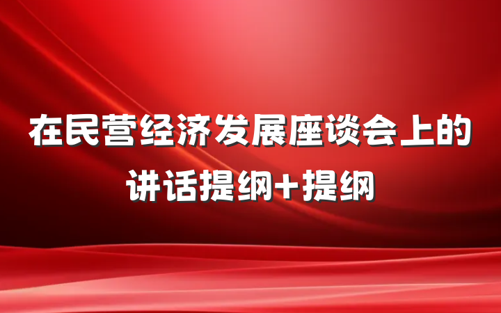 在民营经济发展座谈会上的讲话提纲 提纲