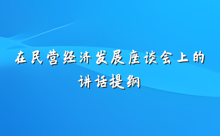 在民营经济发展座谈会上的讲话提纲