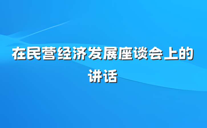 在民营经济发展座谈会上的讲话