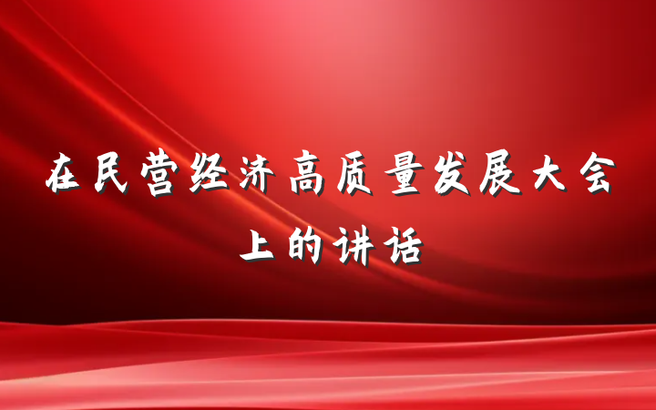 在民营经济高质量发展大会上的讲话