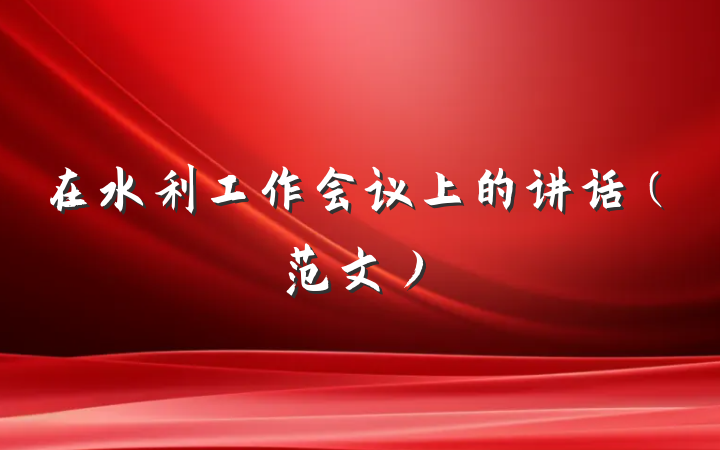 在水利工作会议上的讲话（范文）