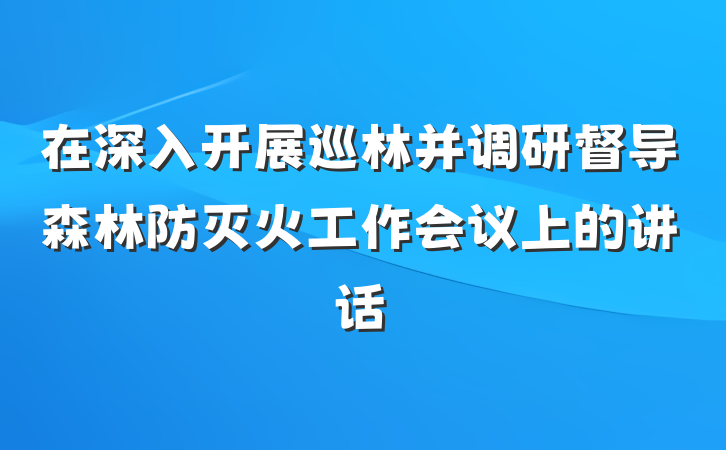 在深入开展巡林并调研督导森林防灭火工作会议上的讲话
