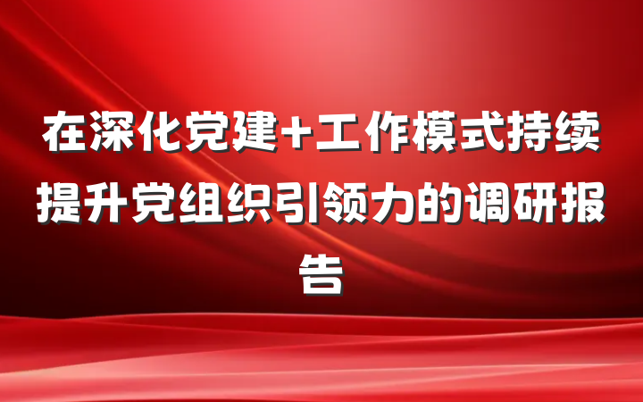 在深化党建＋工作模式持续提升党组织引领力的调研报告