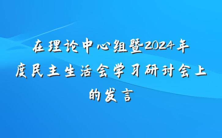 在理论中心组暨2024年度民主生活会学习研讨会上的发言