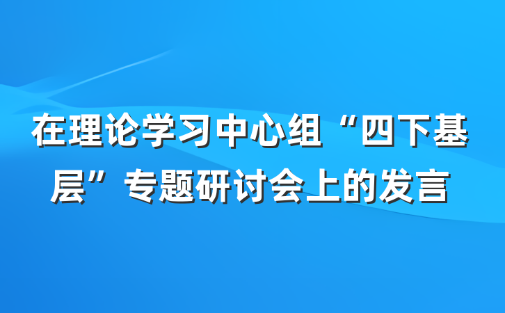 在理论学习中心组“四下基层”专题研讨会上的发言