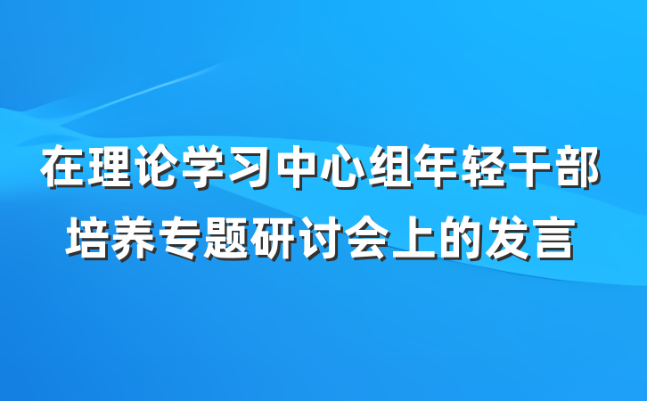 在理论学习中心组年轻干部培养专题研讨会上的发言