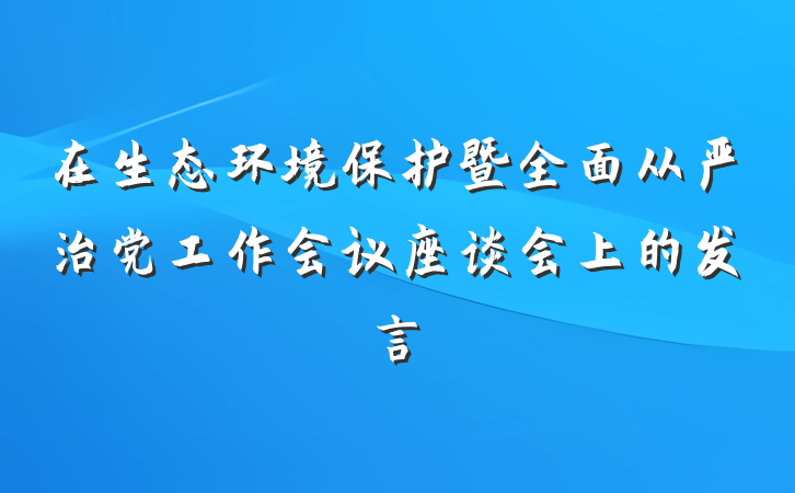 在生态环境保护暨全面从严治党工作会议座谈会上的发言
