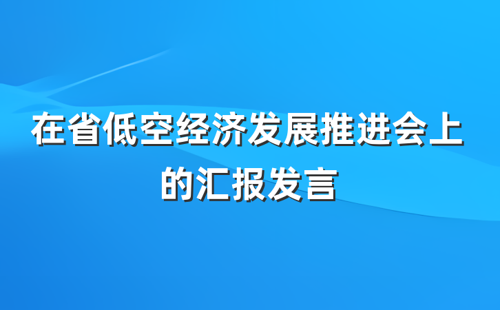 在省低空经济发展推进会上的汇报发言