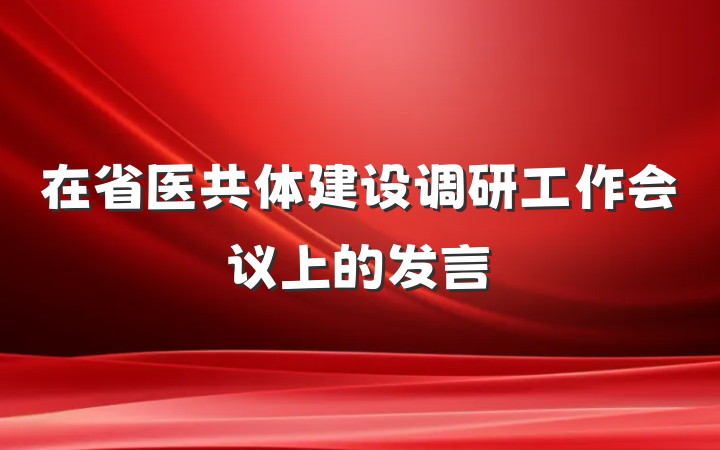 在省医共体建设调研工作会议上的发言
