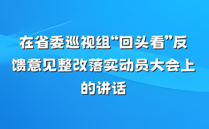 在省委巡视组“回头看”反馈意见整改落实动员大会上的讲话
