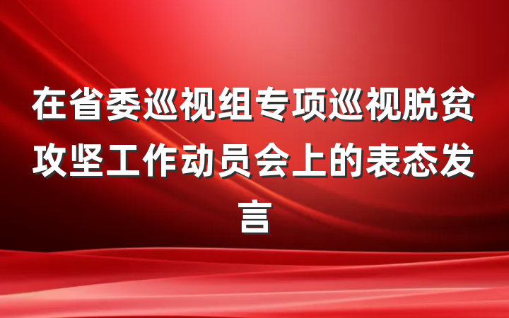 在省委巡视组专项巡视脱贫攻坚工作动员会上的表态发言
