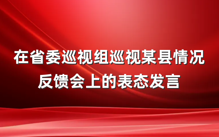 在省委巡视组巡视某县情况反馈会上的表态发言