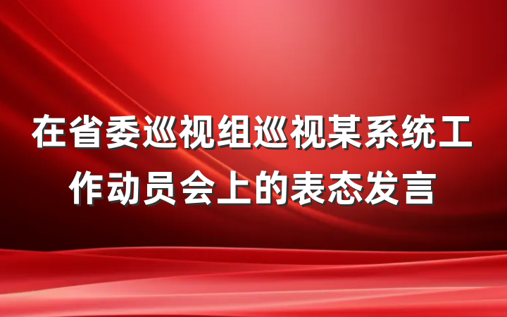 在省委巡视组巡视某系统工作动员会上的表态发言