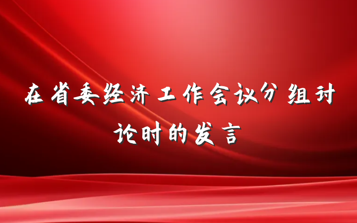 在省委经济工作会议分组讨论时的发言