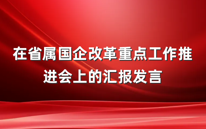 在省属国企改革重点工作推进会上的汇报发言