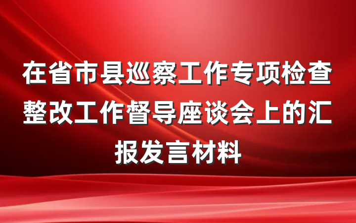 在省市县巡察工作专项检查整改工作督导座谈会上的汇报发言材料