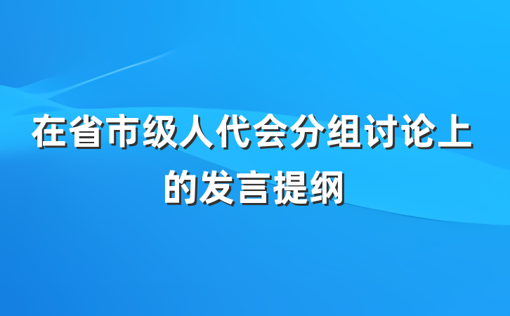 在省市级人代会分组讨论上的发言提纲