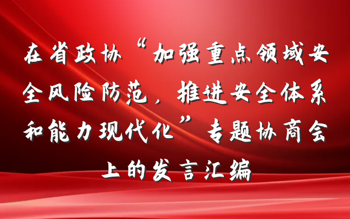 在省政协“加强重点领域安全风险防范，推进安全体系和能力现代化”专题协商会上的发言汇编
