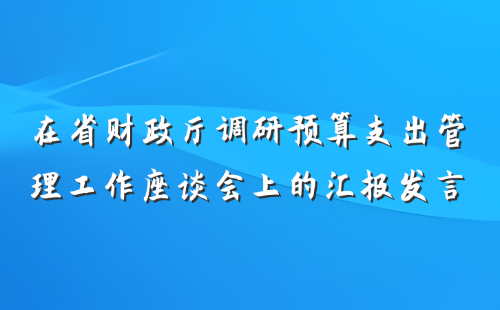 在省财政厅调研预算支出管理工作座谈会上的汇报发言