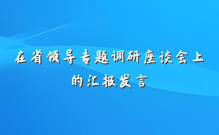 在省领导专题调研座谈会上的汇报发言
