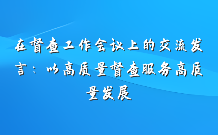 在督查工作会议上的交流发言：以高质量督查服务高质量发展