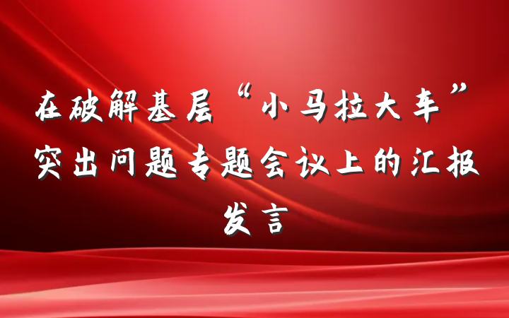 在破解基层“小马拉大车”突出问题专题会议上的汇报发言