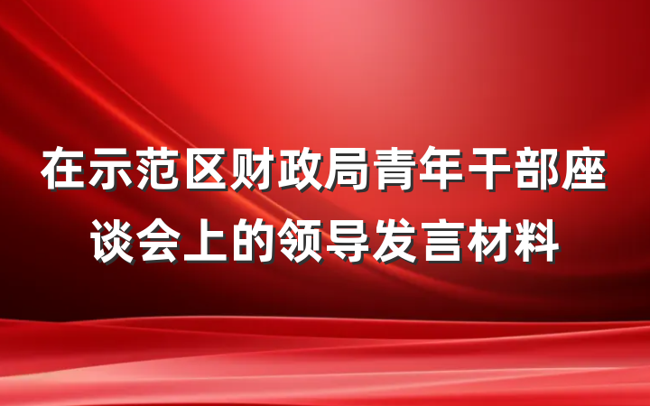 在示范区财政局青年干部座谈会上的领导发言材料