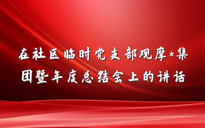 在社区临时党支部观摩*集团暨年度总结会上的讲话