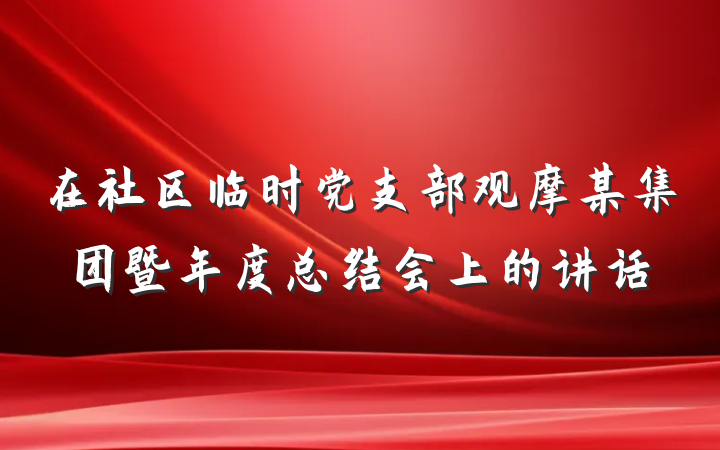 在社区临时党支部观摩某集团暨年度总结会上的讲话