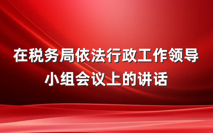 在税务局依法行政工作领导小组会议上的讲话