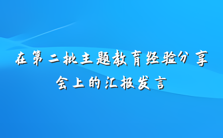 在第二批主题教育经验分享会上的汇报发言