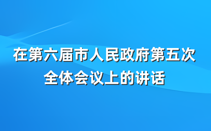 在第六届市人民政府第五次全体会议上的讲话