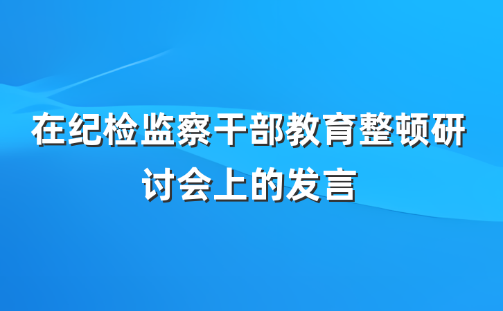 在纪检监察干部教育整顿研讨会上的发言